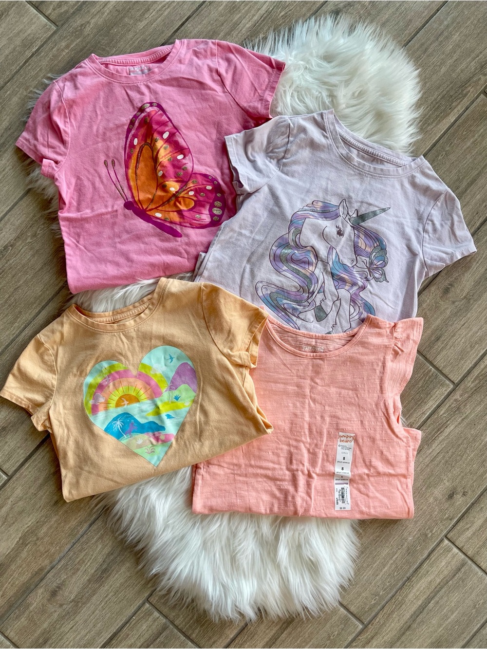 Kids Short-Sleeve Graphic Tee - Pink Butterfly Size 8